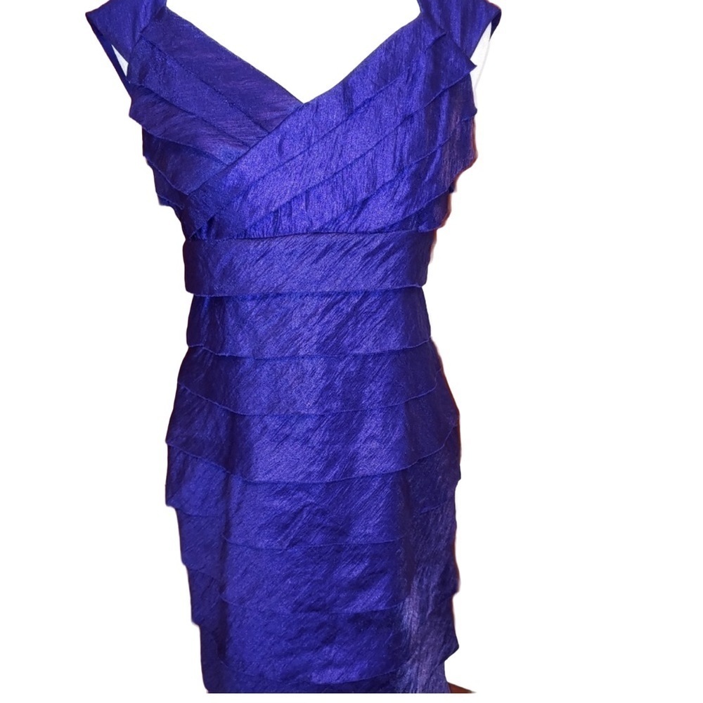 London Times Purple Layered Ruffle Dress 8